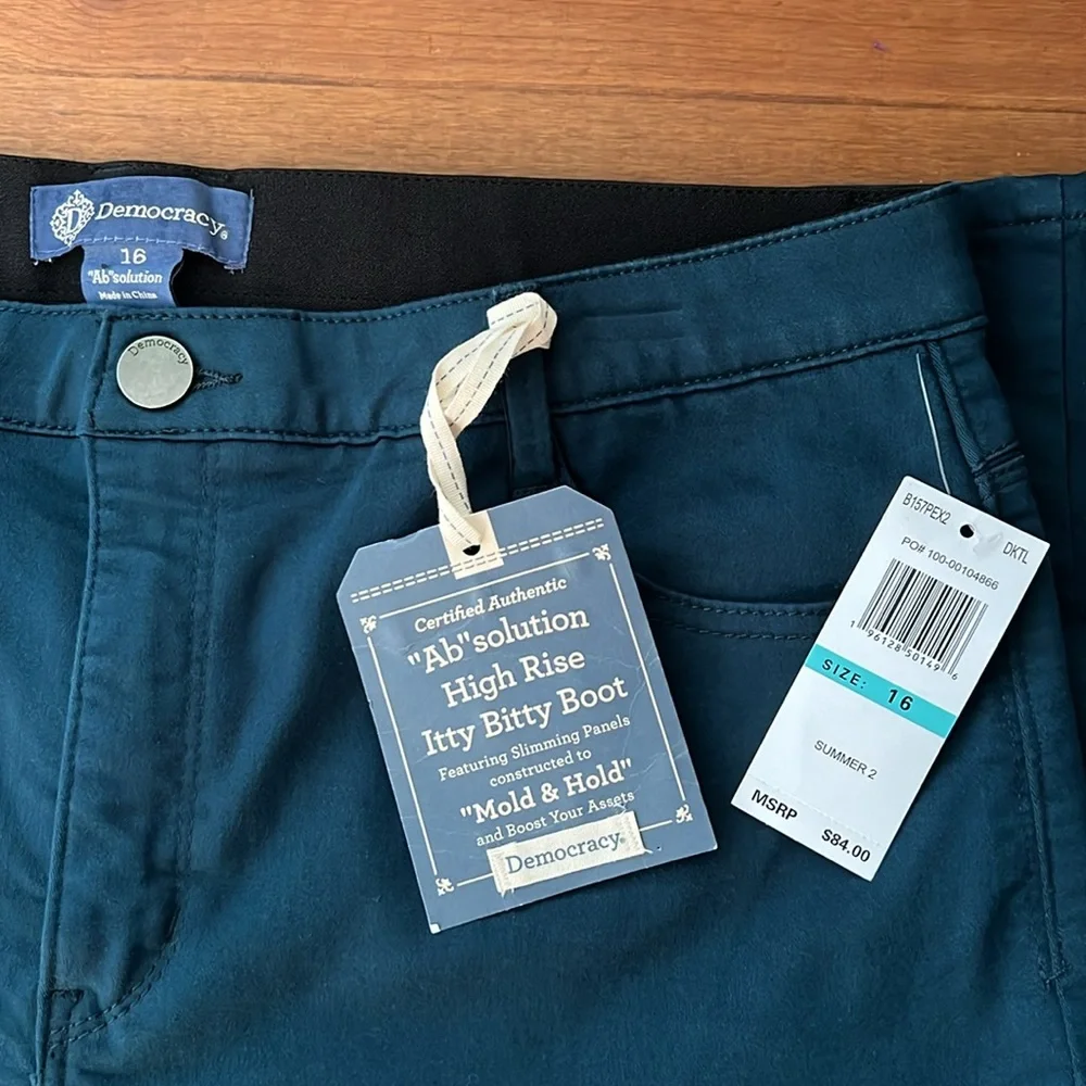 NWT Democracy Ab Solution Teal Itty Bitty Boot Jeans Size 16 - Picture 5 of 6